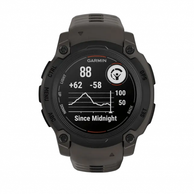 Смарт-годинник Garmin Instinct E 40 мм Black чорний з Charcoal коричневим силіконовим ремінцем