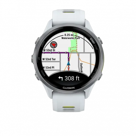 Смарт-годинник Garmin Forerunner 970 Titanium з Whitestone корпусом та Whitestone/Translucent Amp Yellow білим силіконовим ремінцем
