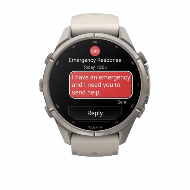 Смарт-годинник Garmin Fenix 9 Pro - inReach, 43мм Titanium з Fog Grey/Dark Sandstone сірим/темно сірим силіконовим ремінцем