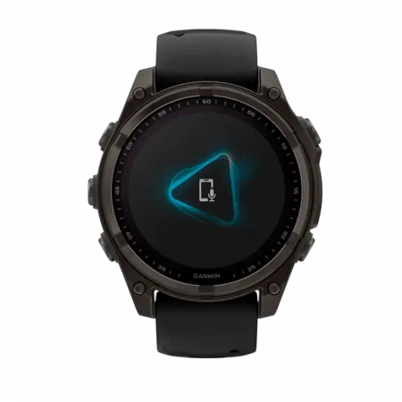 Смарт-годинник Garmin Fenix 8 47мм, Solar Sapphire, Carbon Grey DLC Titanium з Black/Pebble Grey чорним силіконовим ремінцем