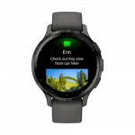 Смарт-годинник Garmin Venu 3S Slate Stainless Steel Bezel з Pebble Gray темно-сірим корпусом та силіконовим ремінцем
