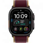 Apple Watch Ultra 4 GPS + LTE 49mm Black Titanium Case with Burgundy Trail Loop - S/M (MJC34)
