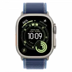 Apple Watch Ultra 3 GPS + LTE, 49mm Natural Titanium Case with Blue/Bright Blue Trail Loop - M/L