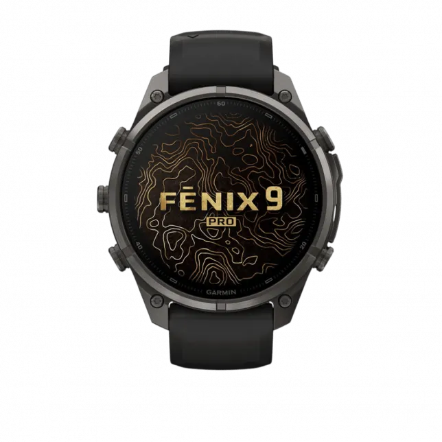 Смарт-годинник Garmin Fenix 9 Pro - inReach, 47мм Carbon Gray DLC Titanium з Black/Pebble Grey чорним/темно-сірим силіконовим ремінцем