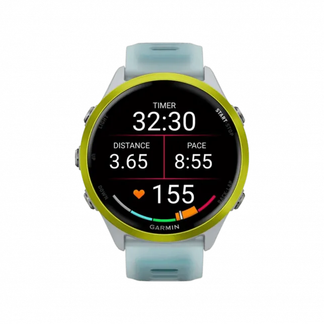 Смарт-годинник Garmin Forerunner 570 47мм Amp Yellow Aluminum з Translucent Whitestone/Turquoise блакитним силіконовим ремінцем