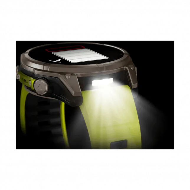 Смарт-годинник Garmin Fenix 8 47мм, Solar Sapphire, Titanium з Amp Yellow/Graphite жовтим силіконовим ремінцем