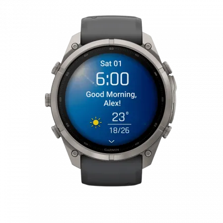 Смарт-годинник Garmin Fenix 9 Pro 51мм, Titanium з Graphite/Black темно-сірим/чорним силіконовим ремінцем