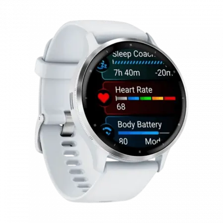 Смарт-годинник Garmin Venu 3 Silver stainless steel bezel з білим корпусом та силіконовим ремінцем