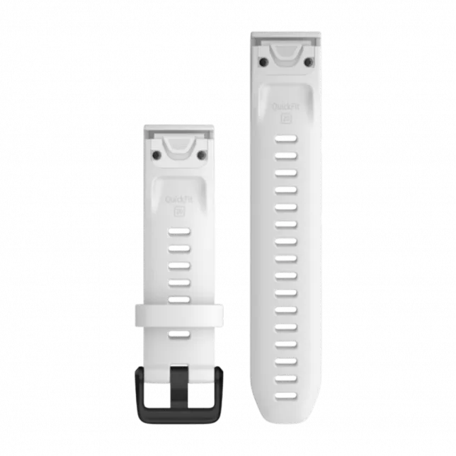 Ремінець QuickFit 20 мм, White білий, Black застібка, силіконовий