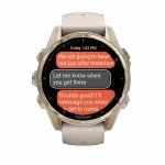 Смарт-годинник Garmin Fenix 8 43мм, AMOLED Sapphire, Soft Gold з Fog Gray/Dark Sandstone сірим силіконовим ремінцем