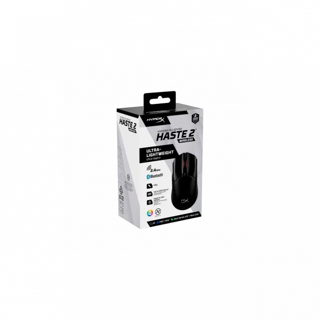Миша HyperX Pulsefire Haste 2, RGB, USB-A/WL/BT, чорний