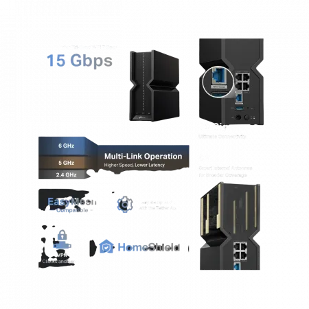 Маршрутизатор TP-LINK Archer BE700 BE15000, 3xGE LAN, 1x2.5GE LAN, 1x10GE WAN, 1xUSB3.0 MESH