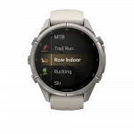 Смарт-годинник Garmin Fenix 9 Pro - inReach, 43мм Titanium з Fog Grey/Dark Sandstone сірим/темно сірим силіконовим ремінцем