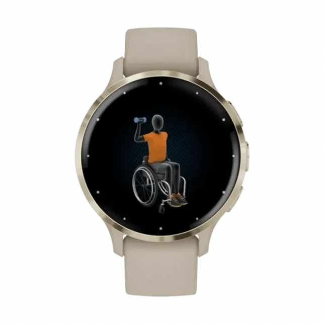 Смарт-годинник Garmin Venu 3S Soft Gold Stainless Steel Bezel з French Gray сірим корпусом та силіконовим ремінцем