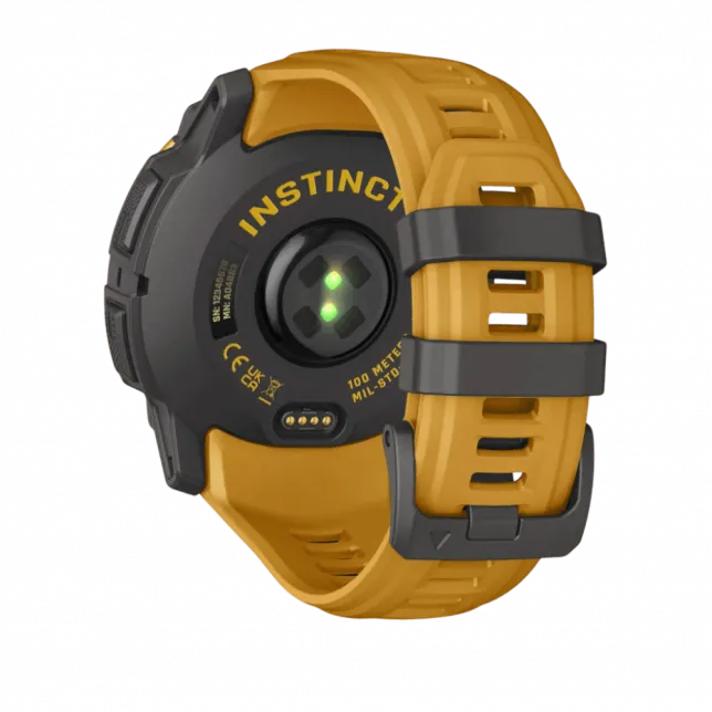 Смарт-годинник Garmin Instinct 3 50 мм, Solar Sunburst помаранчевий з Sunburst/Grey помаранчевим/сірим силіконовим ремінцем