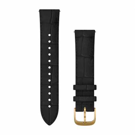Ремінець Quick Release 20 мм, Black чорний, 24K Gold PVD застібка, італійська шкіра