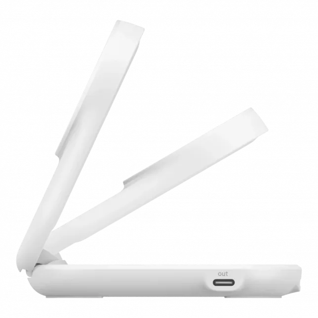 Зарядний пристрій бездротовий Belkin UltraCharge 2в1 Foldable Magnetic Charging 25W, White