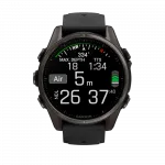 Смарт-годинник Garmin Fenix 8 43мм, AMOLED Sapphire, Carbon Grey DLC Titanium з Black/Pebble Grey чорним силіконовим ремінцем