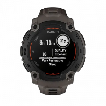 Смарт-годинник Garmin Instinct E 45 мм Black чорний з Charcoal коричневим силіконовим ремінцем