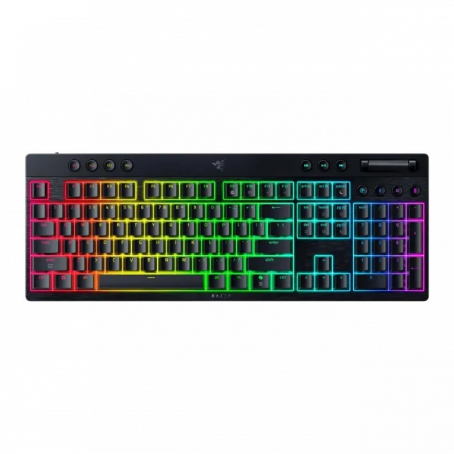 Клавіатура механічна Razer BlackWidow V4 Low-profile HyperSpeed, 104key, Green Switch, USB-A/WL/BT, EN, RGB, чорний