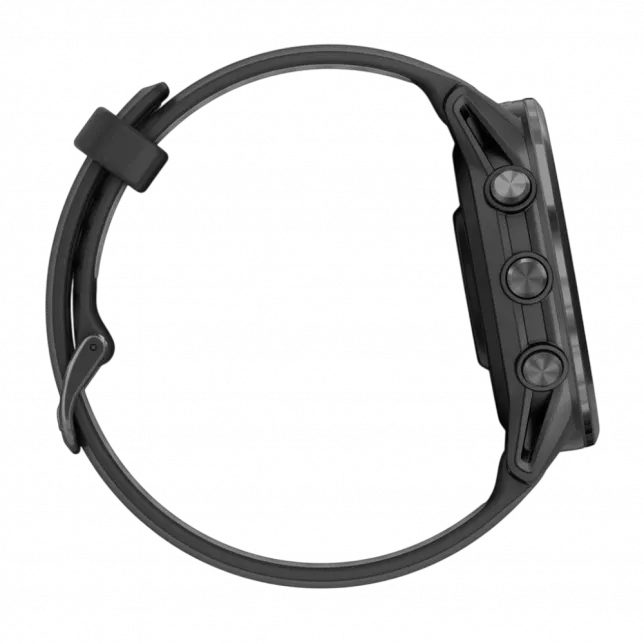 Смарт-годинник Garmin Forerunner 970 Carbon Grey DLC Titanium з Black корпусом та Black/Translucent Whitestone чорним силіконовим ремінцем