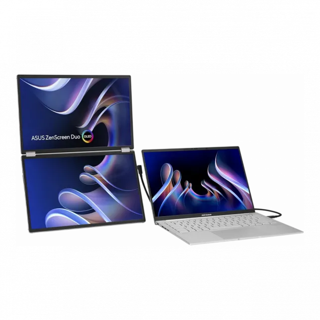 Монітор портативний Asus 2x14" ZenScreen DUO MQ149CD mHDMI, 2xUSB-C, OLED, 1920x1200, 16:10, DCI-P3 100%, HDR400, Cover