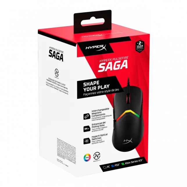 Миша HyperX Pulsefire SAGA, RGB, USB-A, чорний