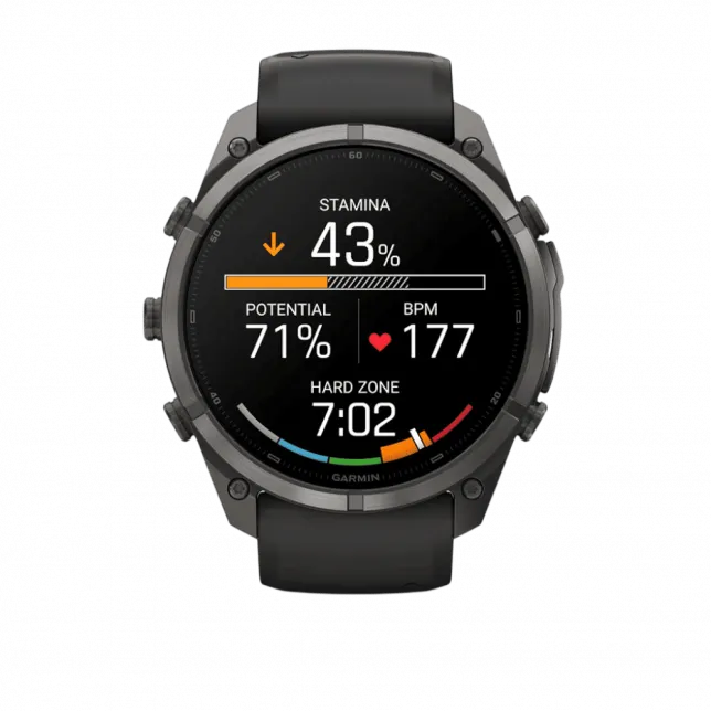 Смарт-годинник Garmin 9 51мм, Titanium з Pebble Gray темно-сірим силіконовим ремінцем