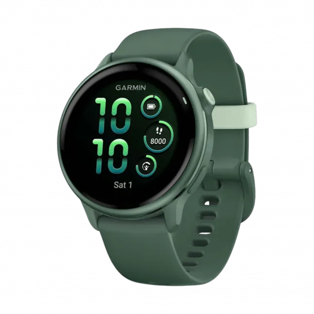 Смарт-годинник Garmin Vivoactive 6 Metallic Jasper Green з Jasper Green зеленим силіконовим ремінцем