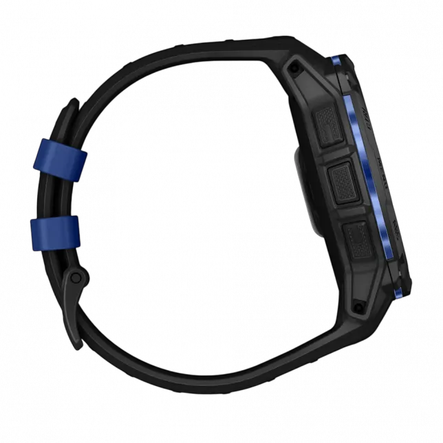 Смарт-годинник Garmin Instinct 3 50 мм, AMOLED Black чорний з Black/Bolt Blue чорним/синім силіконовим ремінцем
