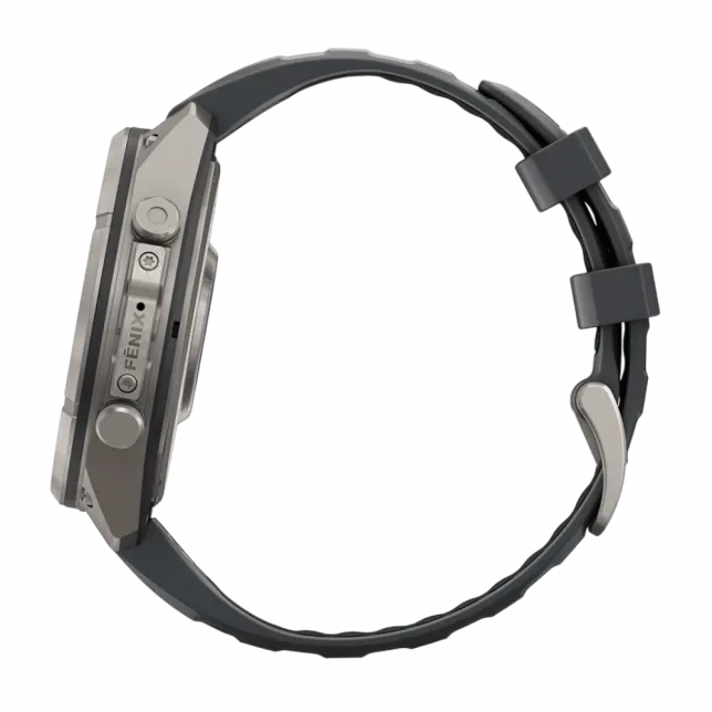 Смарт-годинник Garmin Fenix 9 Pro - inReach, 47мм Titanium з Graphite/Black темно-сірим/чорним силіконовим ремінцем