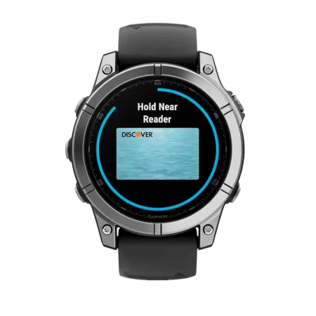 Смарт-годинник Garmin Fenix E 47мм, AMOLED Stainless Steel з чорним силіконовим ремінцем
