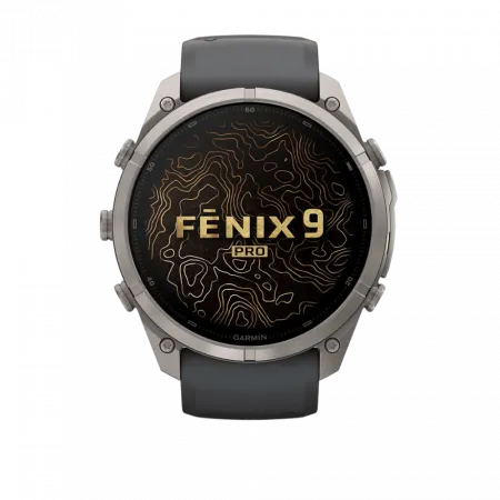 Смарт-годинник Garmin Fenix 9 Pro 51мм, Titanium з Graphite/Black темно-сірим/чорним силіконовим ремінцем