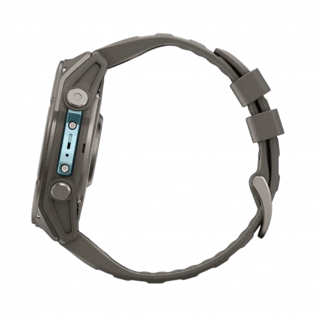 Смарт-годинник Garmin Fenix 9 51мм, Titanium з Pebble Gray темно-сірим силіконовим ремінцем