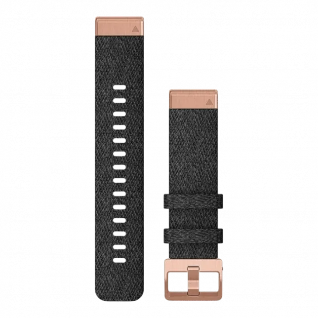 Ремінець QuickFit 20 мм, Heathered Black чорний, Rose Gold застібка, нейлоновий