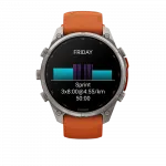 Смарт-годинник Garmin Fenix 9 Pro - inReach, 47мм Titanium з Autumn Orange/Spark Orange помаранчевим силіконовим ремінцем