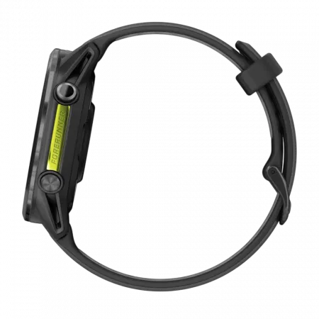 Смарт-годинник Garmin Forerunner 970 Carbon Grey DLC Titanium з Black корпусом та Black/Translucent Whitestone чорним силіконовим ремінцем