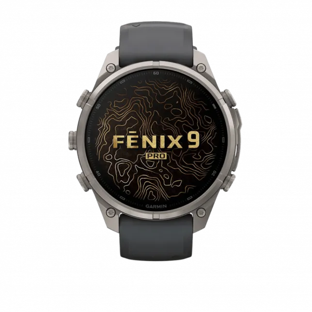 Смарт-годинник Garmin Fenix 9 Pro - inReach, 47мм Titanium з Graphite/Black темно-сірим/чорним силіконовим ремінцем