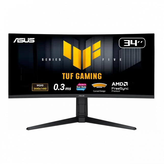 Монітор Asus 34" TUF Gaming VG34WQL5A 2xHDMI, 2xDP, 4xUSB, MM, VA, 3440x1440, 21:9, 200/400Hz, 1ms, sRGB 120%, CURVED, FreeSync, HAS, HDR400
