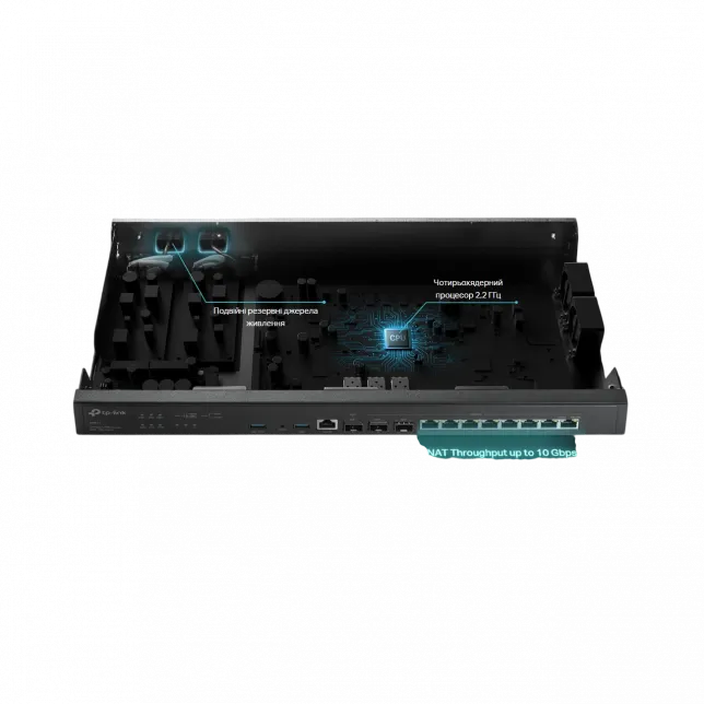 Мультисервісний Маршрутизатор TP-LINK ER8411 8xGE LAN/WAN, 1xSFP WAN/LAN, 2x10GE SFP+ WAN/LAN, 2xUSB