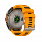 Смарт-годинник Garmin Fenix 8 51мм, AMOLED Sapphire, Titanium з Spark Orange/Graphite помаранчевим силіконовим ремінцем