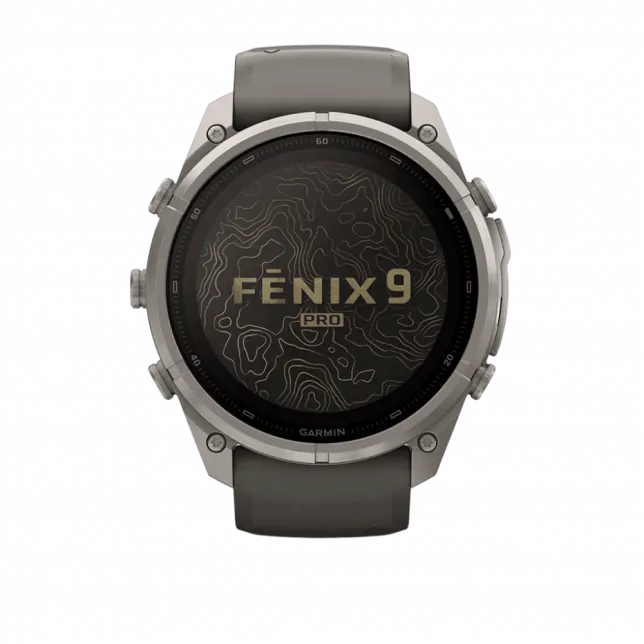 Смарт-годинник Garmin Fenix 9 Pro - inReach, Solar, 51мм Titanium з Pebble Grey темно-сірим силіконовим ремінцем