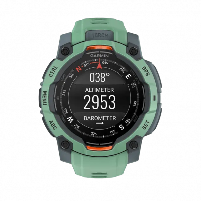 Смарт-годинник Garmin Instinct 3 45 мм, AMOLED Neotropic зелений з Neotropic зеленим силіконовим ремінцем