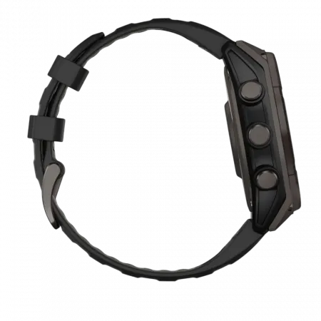 Смарт-годинник Garmin Fenix 8 47мм, Solar Sapphire, Carbon Grey DLC Titanium з Black/Pebble Grey чорним силіконовим ремінцем