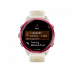 Смарт-годинник Garmin Forerunner 570 42мм Raspberry Aluminum з Translucent Bone/Mango світло-бежевим силіконовим ремінцем