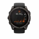 Смарт-годинник Garmin Fenix 8 51мм, Solar Sapphire, Carbon Gray DLC Titanium з Black/Pebble Gray чорним силіконовим ремінцем
