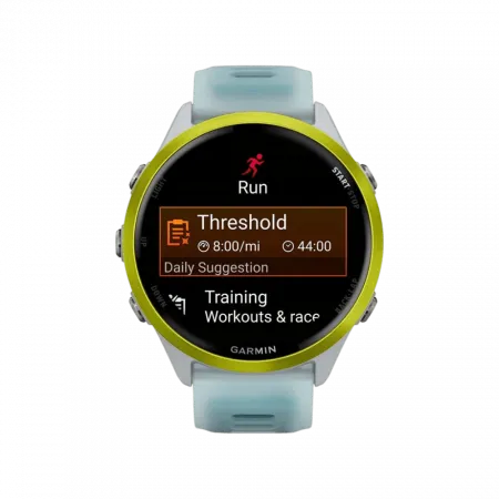 Смарт-годинник Garmin Forerunner 570 47мм Amp Yellow Aluminum з Translucent Whitestone/Turquoise блакитним силіконовим ремінцем