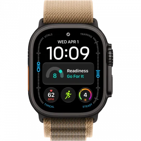 Apple Watch Ultra 4 GPS + LTE 49mm Black Titanium Case with Desert Alpine Loop - Small (MJCT4+MKF34)