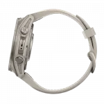 Смарт-годинник Garmin Fenix 9 43мм, Titanium з Fog Gray сірим силіконовим ремінцем