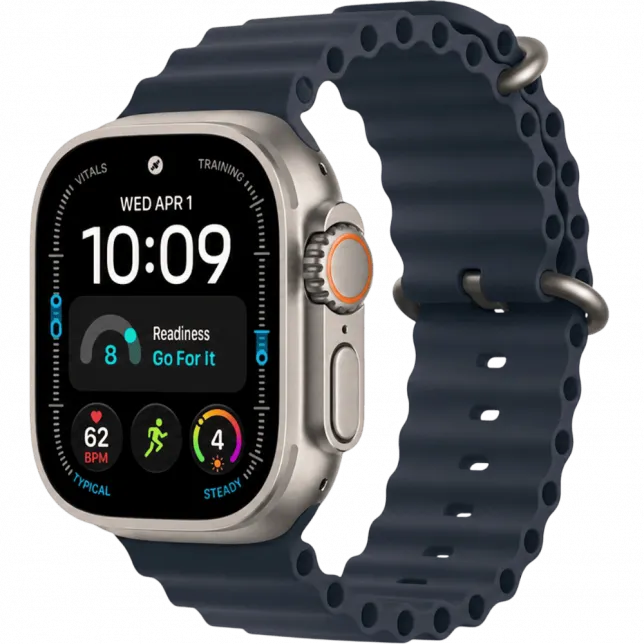 Apple Watch Ultra 4 GPS + LTE 49mm Natural Titanium Case with Navy Ocean Band (MJCR4+MXTH3)